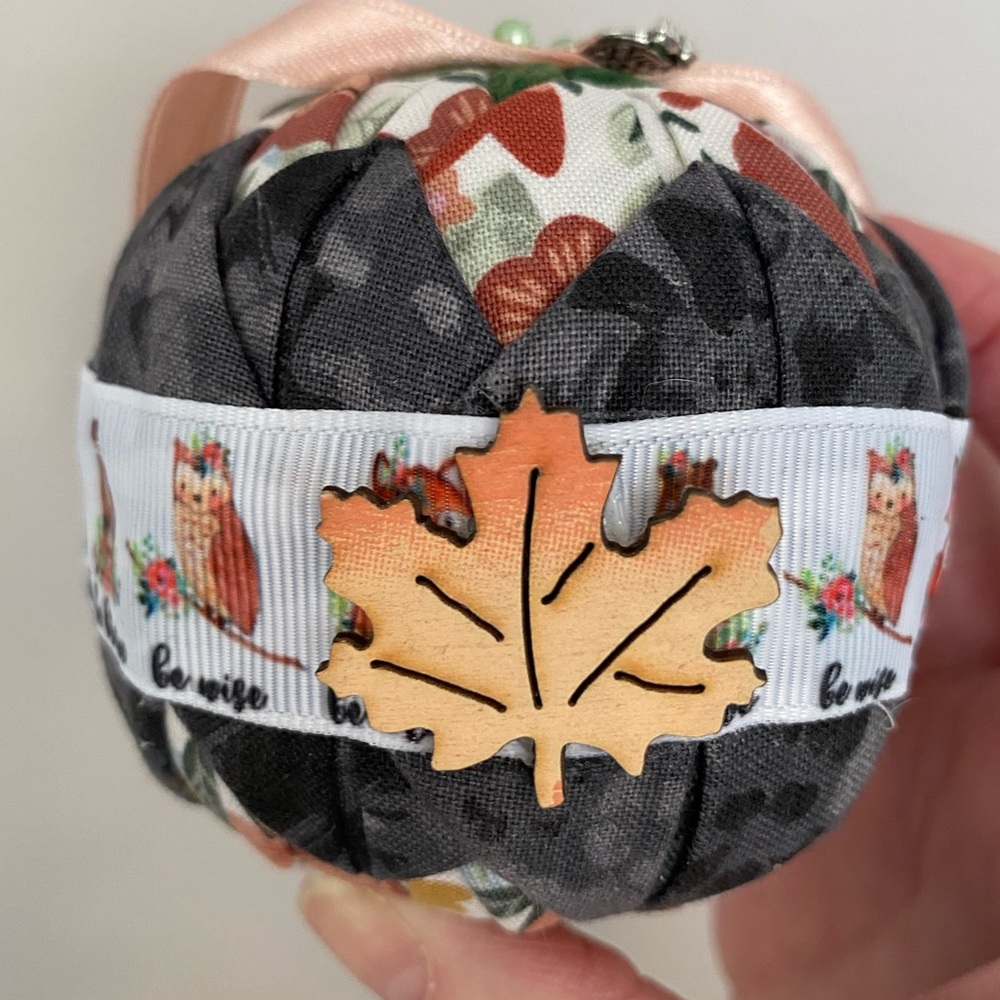 Motivational Animal Handmade Quilted Ornament w/ Wooden Maple Leaf Accent,charms